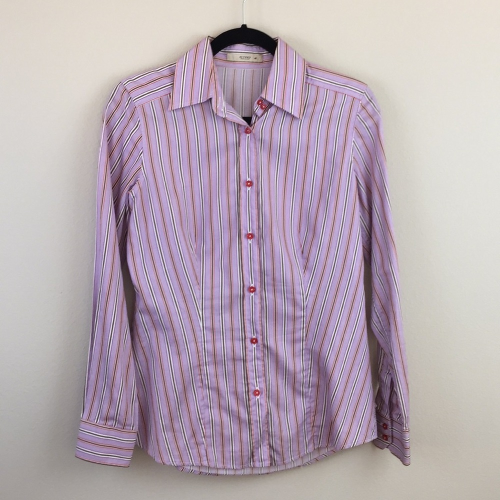 ETRO Purple Striped Button Down Shirt
